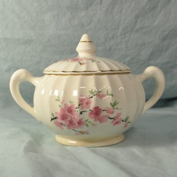 vintage W.S. George Bolero peach blossom 123A 16 oz sugar bowl with lid (214w) - Picture 1 of 14